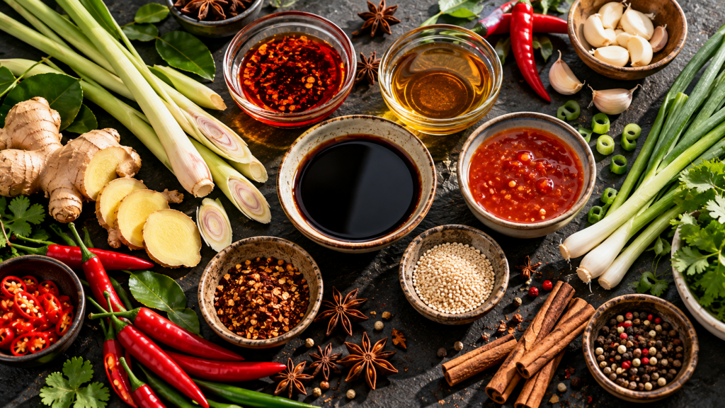 Соусы, специи и продукты, привезённые из Азии