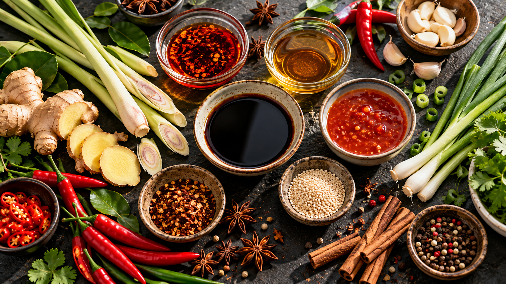 Соусы, специи и продукты, привезённые из Азии